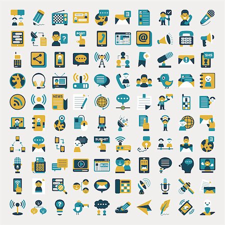 simsearch:400-07630248,k - Retro flat communication icons set Stock Photo - Budget Royalty-Free & Subscription, Code: 400-07405373