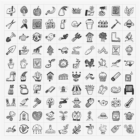 doodle gardening icon Stock Photo - Budget Royalty-Free & Subscription, Code: 400-07405385