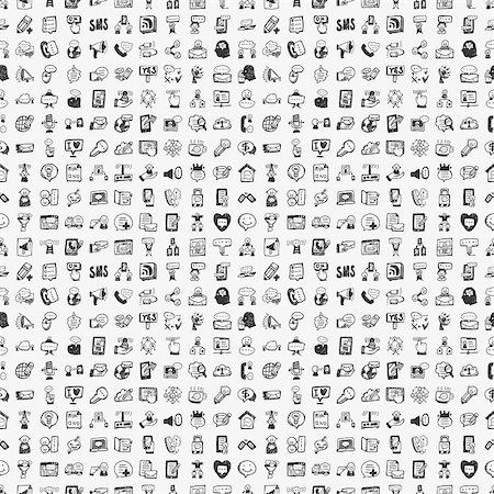 seamless doodle communication pattern Stock Photo - Budget Royalty-Free & Subscription, Code: 400-07405401
