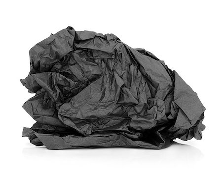 Crumpled black tissue paper over white background. Stock Photo - Budget Royalty-Free & Subscription, Code: 400-07405441
