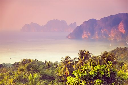 simsearch:400-08012860,k - Tropical landscape. Phi-phi island, panorama view. Thailand. Stock Photo - Budget Royalty-Free & Subscription, Code: 400-07405541