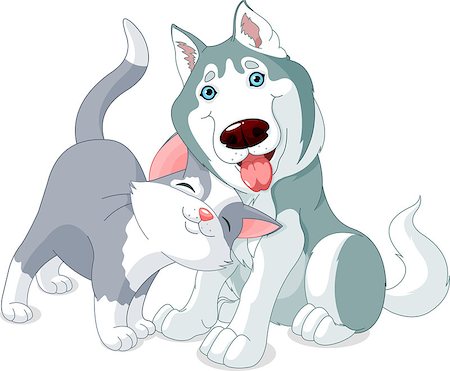 simsearch:400-08786583,k - Great illustration of a cute dog and a cat Foto de stock - Super Valor sin royalties y Suscripción, Código: 400-07405654