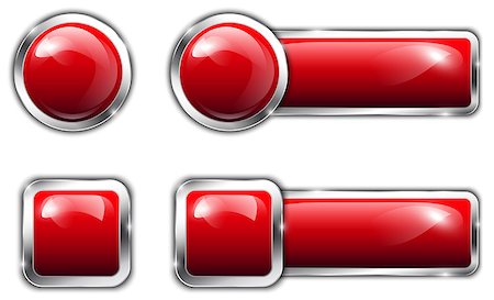 simsearch:400-07212658,k - Red glossy button set for web. Vector illustration Stock Photo - Budget Royalty-Free & Subscription, Code: 400-07405691