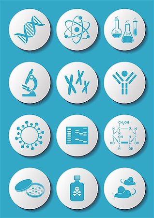 simsearch:400-08409196,k - Blue molecular biology science icons on white buttons Stock Photo - Budget Royalty-Free & Subscription, Code: 400-07405988