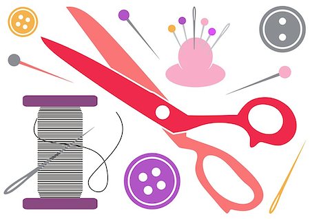 sewing needle fashion - Colorful vector sewing icons set on white background Stock Photo - Budget Royalty-Free & Subscription, Code: 400-07405991