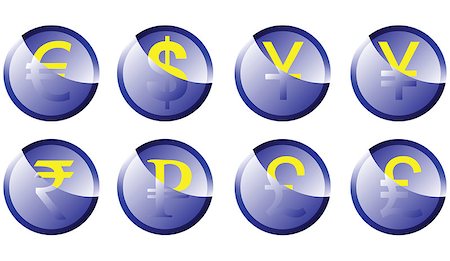 space money sign - Buttons with symbols of the major currencies. Vector illustration. Stock Photo - Budget Royalty-Free & Subscription, Code: 400-07406078