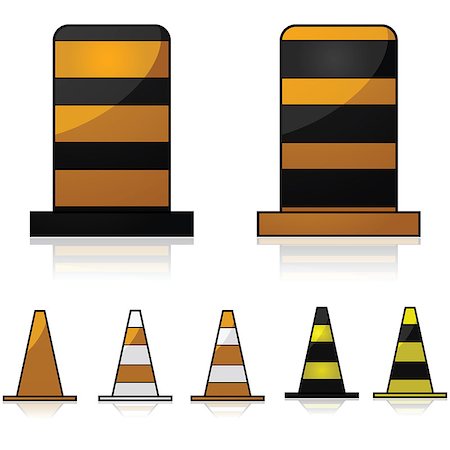 simsearch:400-05317345,k - Glossy illustration showing traffic and construction cones in different colors Photographie de stock - Aubaine LD & Abonnement, Code: 400-07406133