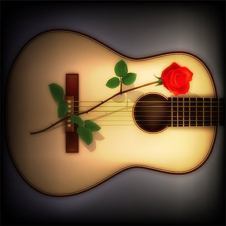 abstract dark music background with rose and guitar Stock Photo - Budget Royalty-Free & Subscription, Code: 400-07406180