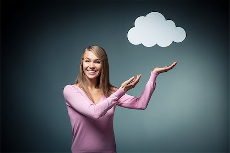 dreaming cloud girl - Smiling young girl with bubbles Stock Photo - Budget Royalty-Free & Subscription, Code: 400-07406301