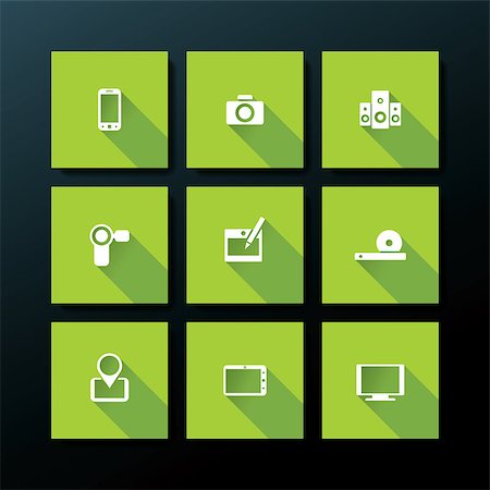 pause button - Flat media icon set - vector illustration Stock Photo - Budget Royalty-Free & Subscription, Code: 400-07406410