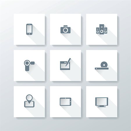 pause button - Flat media icon set - vector illustration Stock Photo - Budget Royalty-Free & Subscription, Code: 400-07406412