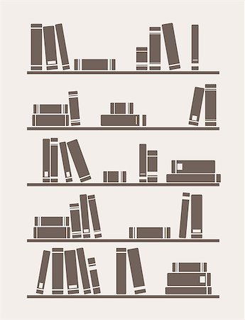 Books on the shelf vector simply retro school or library illustration. Vintage objects for decorations, background, textures or interior wallpaper. Stock Photo - Budget Royalty-Free & Subscription, Code: 400-07406420