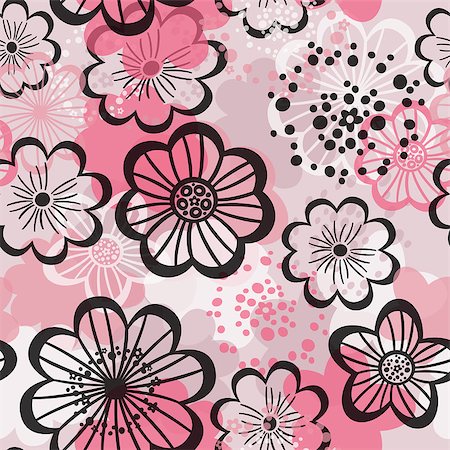 simsearch:622-06369308,k - Vector seamless colorful pattern background. Ornamented with vintage graphical flowers. Stock Photo - Budget Royalty-Free & Subscription, Code: 400-07406468