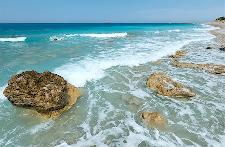 promontoire - Beautiful summer Lefkada coast stony beach (Greece, Ionian Sea, ) Stock Photo - Budget Royalty-Free & Subscription, Code: 400-07406494