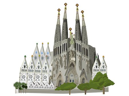 simsearch:851-02962973,k - Sagrada familia church, Barcelona, vector illustration Stock Photo - Budget Royalty-Free & Subscription, Code: 400-07406574