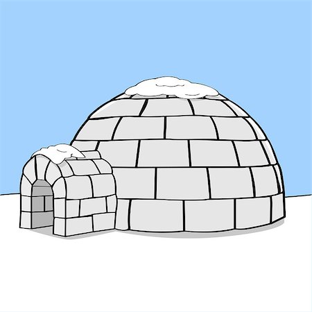 simsearch:400-04520291,k - Cartoon illustration showing an igloo in the middle of nowhere with some snow on top of it Stockbilder - Microstock & Abonnement, Bildnummer: 400-07406599