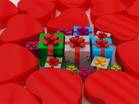 simsearch:400-07954156,k - Heart and Gift Box for Celebrations Foto de stock - Royalty-Free Super Valor e Assinatura, Número: 400-07406674