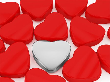 simsearch:400-07954156,k - Red and silver Heart Valentine s Day Foto de stock - Royalty-Free Super Valor e Assinatura, Número: 400-07406671