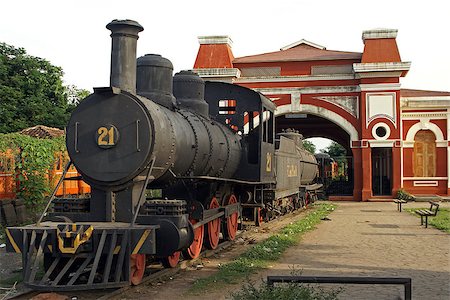 simsearch:862-03288971,k - Old Railway Station with historic steam engine, Granada, Nicaragua, Central America Stock Photo - Budget Royalty-Free & Subscription, Code: 400-07406898