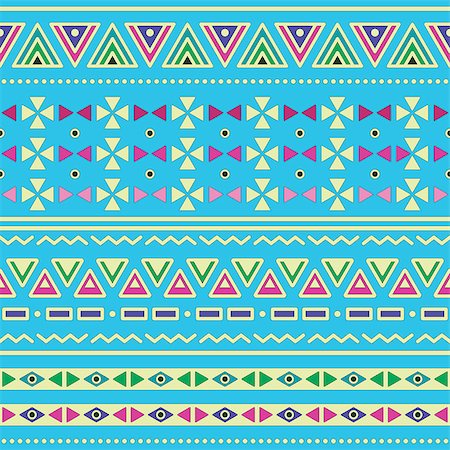 Vector seamless aztec ornament, ethnic colorful pattern Stock Photo - Budget Royalty-Free & Subscription, Code: 400-07406948