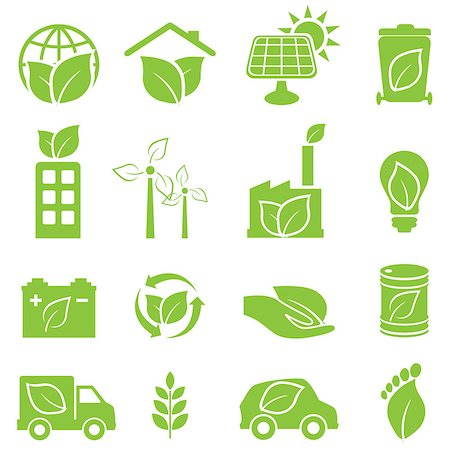 Green eco and environment icon set Photographie de stock - Aubaine LD & Abonnement, Code: 400-07407002