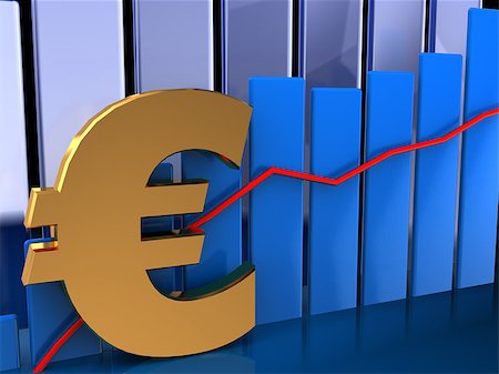 simsearch:400-06952064,k - 3d illustration of euro exchange rate graph over dark background Stockbilder - Microstock & Abonnement, Bildnummer: 400-07407176
