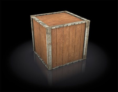 simsearch:400-06513601,k - 3d illustration of wooden crate over dark background Stock Photo - Budget Royalty-Free & Subscription, Code: 400-07407179