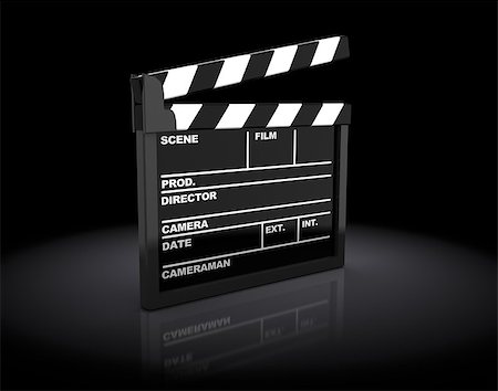 3d illustration of cinema clap over dark background Stock Photo - Budget Royalty-Free & Subscription, Code: 400-07407186