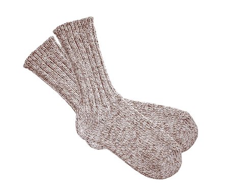 foot wear dress - Grey wool socks isolated on white background Stock Photo - Budget Royalty-Free & Subscription, Code: 400-07407225