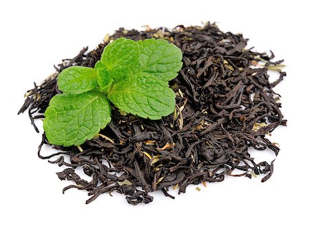 Fresh mint and dried tea close up on white Photographie de stock - Aubaine LD & Abonnement, Code: 400-07407284