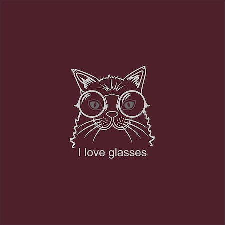 retro cat pattern - Vector Fashion Portrait of Hipster Cat in Big Glasses Stock Photo - Budget Royalty-Free & Subscription, Code: 400-07407508