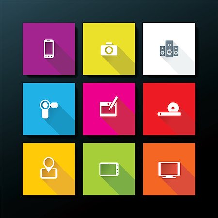 pause button - Flat media icon set - vector illustration Stock Photo - Budget Royalty-Free & Subscription, Code: 400-07407580