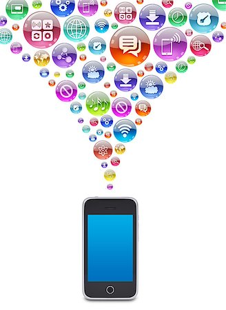 symbols of multimedia - Smartphone and application icons. The concept of software Photographie de stock - Aubaine LD & Abonnement, Code: 400-07407689