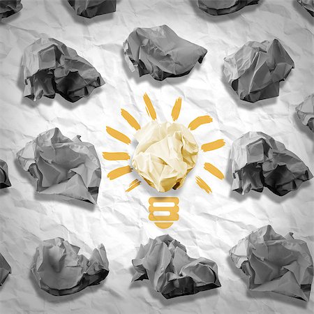 draw light bulb - Lamp made ??of paper and crumpled paper wads. Background of crumpled paper Foto de stock - Super Valor sin royalties y Suscripción, Código: 400-07407692