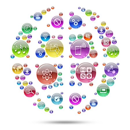 simsearch:400-08037795,k - Silhouette sphere consisting of apps icons. The concept software Stock Photo - Budget Royalty-Free & Subscription, Code: 400-07407738