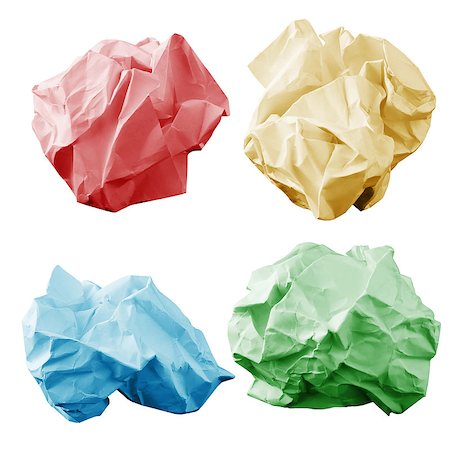 simsearch:400-04909063,k - Colorful crumpled paper wads. isolated on white background Foto de stock - Super Valor sin royalties y Suscripción, Código: 400-07407731