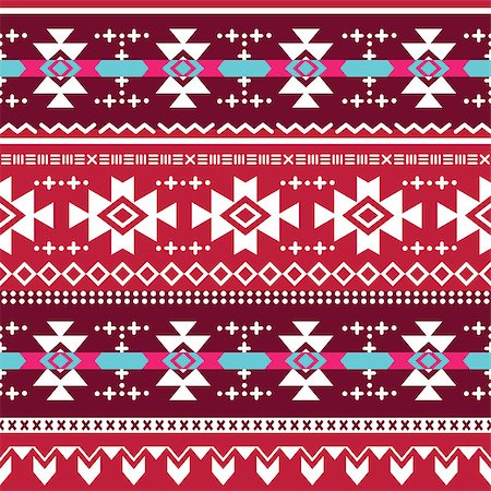 Vector seamless aztec ornament, ethnic pattern in red, brown, pink and blue Photographie de stock - Aubaine LD & Abonnement, Code: 400-07407994