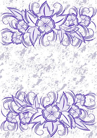 simsearch:400-08198402,k - Illustration of frame from abstract flowers in lilac color and grunge background Foto de stock - Super Valor sin royalties y Suscripción, Código: 400-07408016