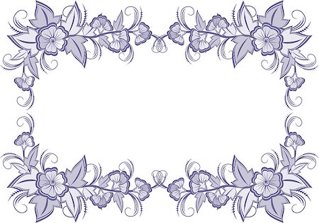 simsearch:400-08198402,k - Illustration of frame from abstract flowers in lilac color Foto de stock - Super Valor sin royalties y Suscripción, Código: 400-07408021
