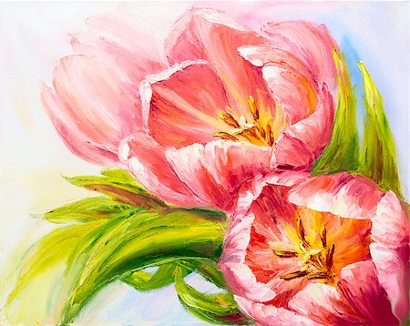 simsearch:400-07893049,k - Tulips, oil painting on canvas Photographie de stock - Aubaine LD & Abonnement, Code: 400-07408082