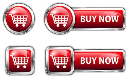 simsearch:400-04164257,k - Red glossy buttons for internet shopping. Buy now. Vector illustration Stock Photo - Budget Royalty-Free & Subscription, Code: 400-07408336
