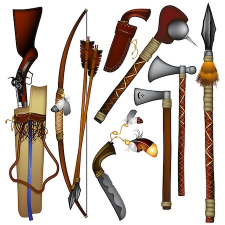 power ax - different weapons, which was used in ancient times American Indians, this illustration may be useful as designer work Stock Photo - Budget Royalty-Free & Subscription, Code: 400-07408484