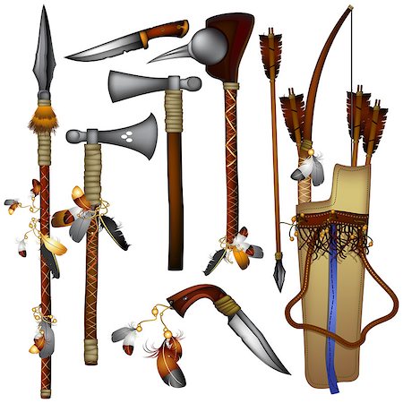 power ax - different weapons, which was used in ancient times American Indians, this illustration may be useful as designer work Stock Photo - Budget Royalty-Free & Subscription, Code: 400-07408482