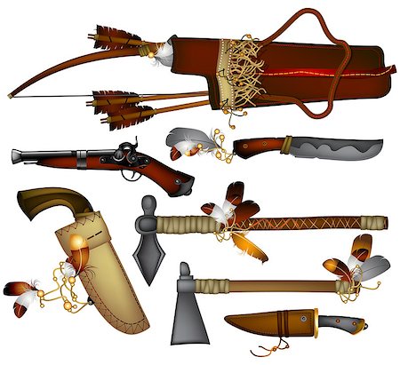 power ax - different weapons, which was used in ancient times American Indians, this illustration may be useful as designer work Stock Photo - Budget Royalty-Free & Subscription, Code: 400-07408483