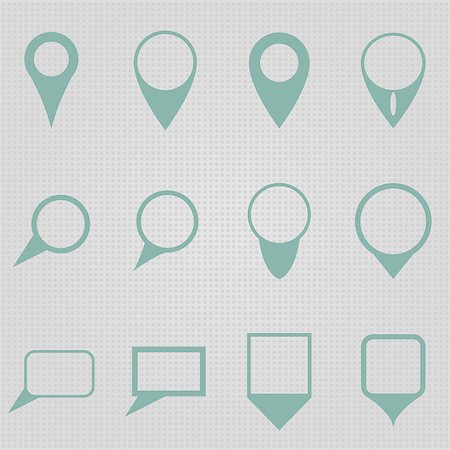 Set of simple, round and rectangular map pointers in retro colors. Stock Photo - Budget Royalty-Free & Subscription, Code: 400-07408497