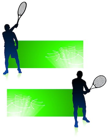 Tennis Player with Green Banners Original Vector Illustration Stock Photo - Budget Royalty-Free & Subscription, Code: 400-07408516