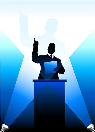 president director - Origianl Vector Illustration: Business/political speaker silhouette behind a podium  File is AI8 compatible Stock Photo - Budget Royalty-Free & Subscription, Code: 400-07408559