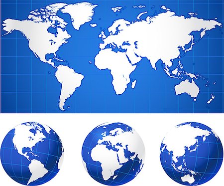 simsearch:400-07444842,k - World map and globes Original Vector Illustration Globes and Maps Ideal for Business Concepts Foto de stock - Super Valor sin royalties y Suscripción, Código: 400-07408709