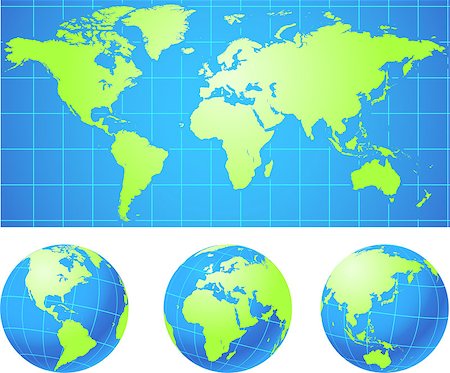 simsearch:400-07444842,k - World map and globes Original Vector Illustration Globes and Maps Ideal for Business Concepts Foto de stock - Super Valor sin royalties y Suscripción, Código: 400-07408710