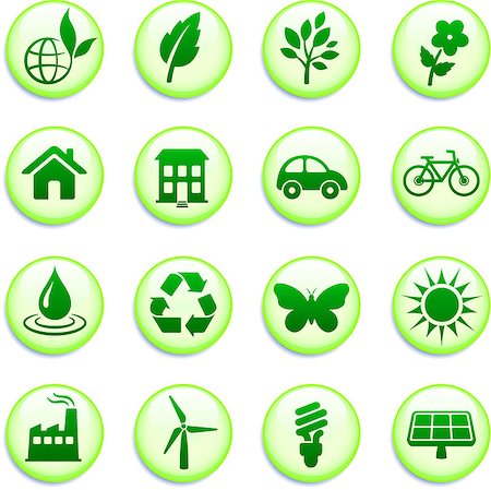 simsearch:400-07325408,k - Green Environmental Buttons Original Vector Illustration Buttons Collection Stock Photo - Budget Royalty-Free & Subscription, Code: 400-07408822